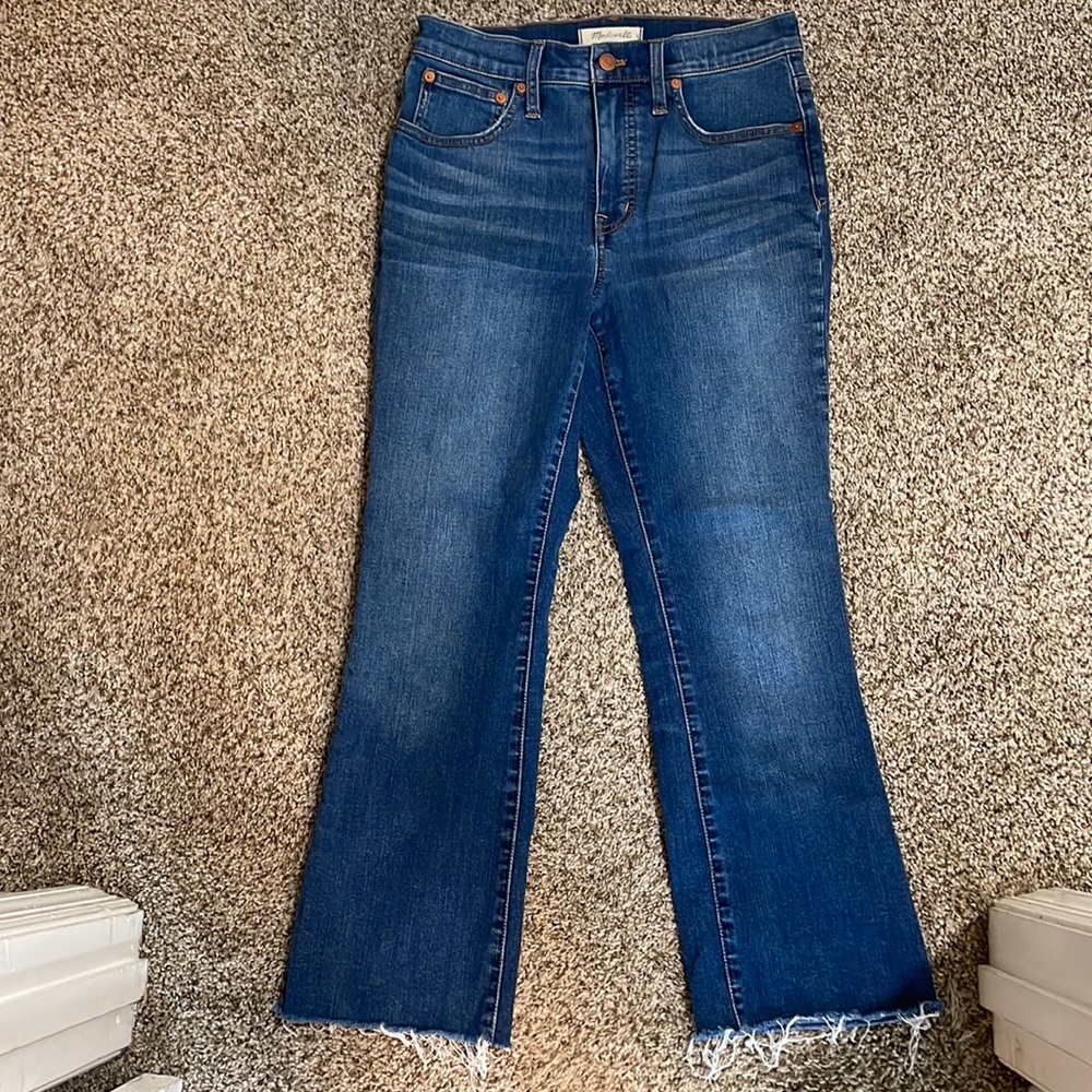 Madewell cali denim boot size 27 raw hem.